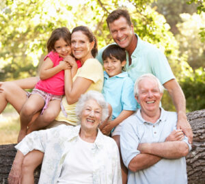 Portrait Of Extended Family Group In Park