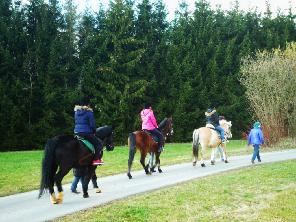 Drei Personen reiten