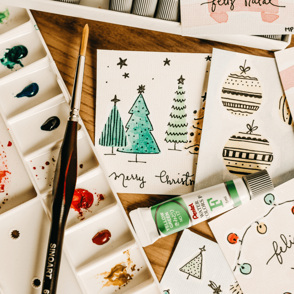 Selbst gemalte Weihnachtskarten