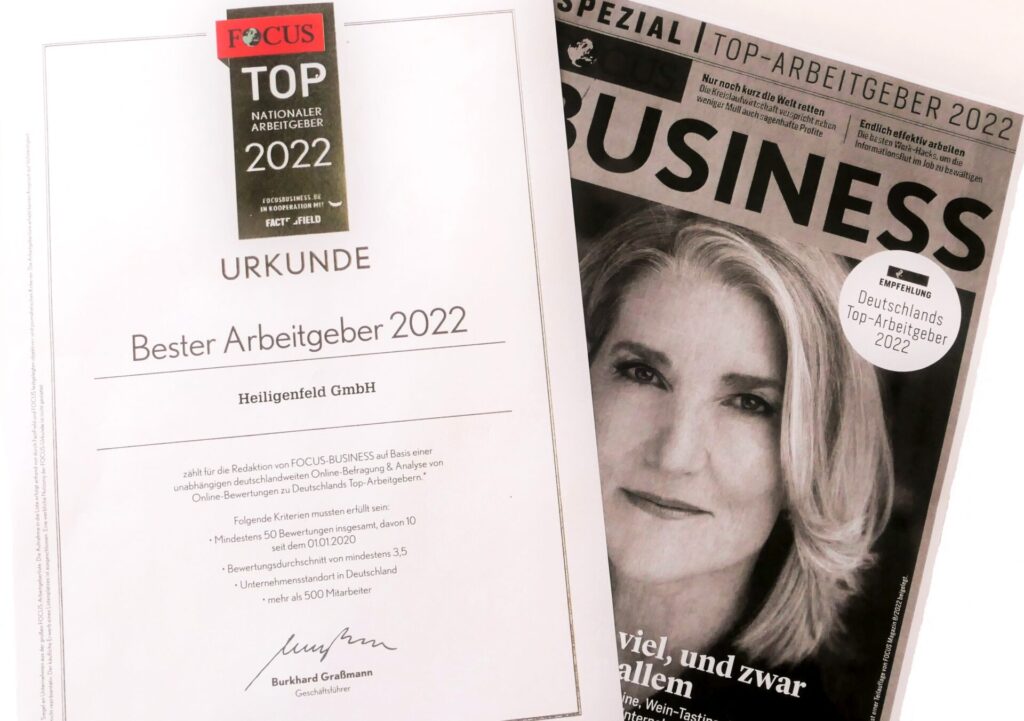 2022 – Heiligenfeld auch dieses Jahr wieder Top-Arbeitgeber im Ranking des Focus