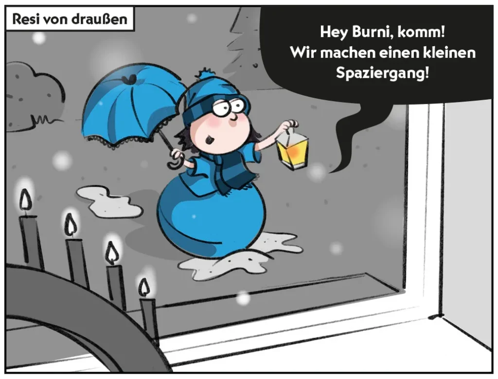 Burni und Resi wünschen Frohe Weihnachten.