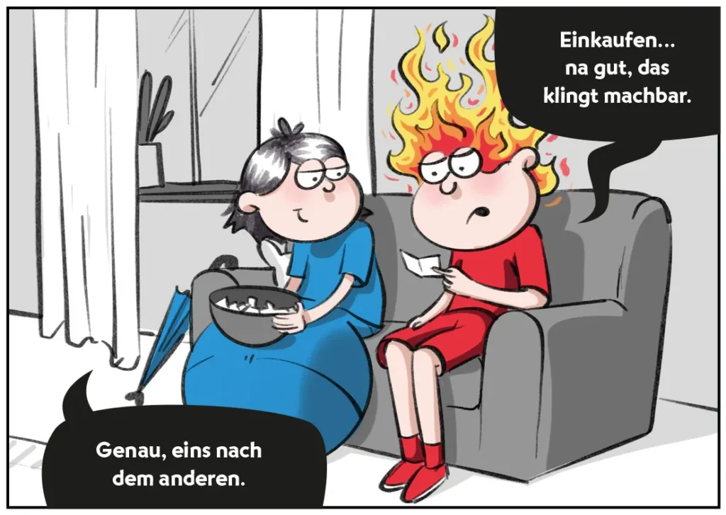 Burni und Resi strukturieren Ihren Tagesablauf.