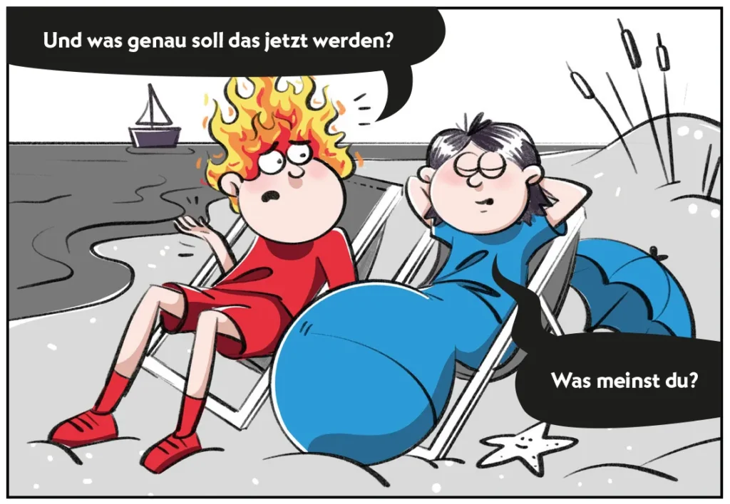Burni und Resi am Strand.