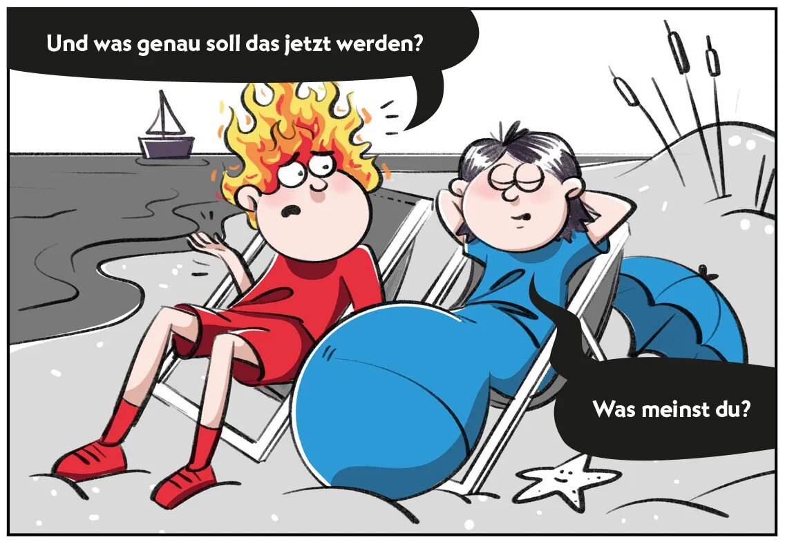 Burni und Resi am Strand.