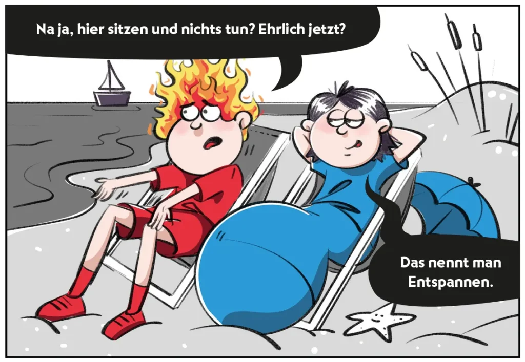 Burni und Resi am Strand.