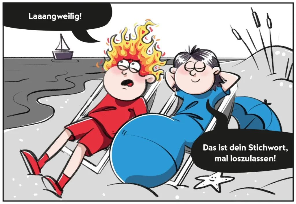 Burni und Resi am Strand.