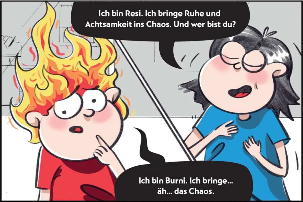 Burni und Resi lernen sich kennen.