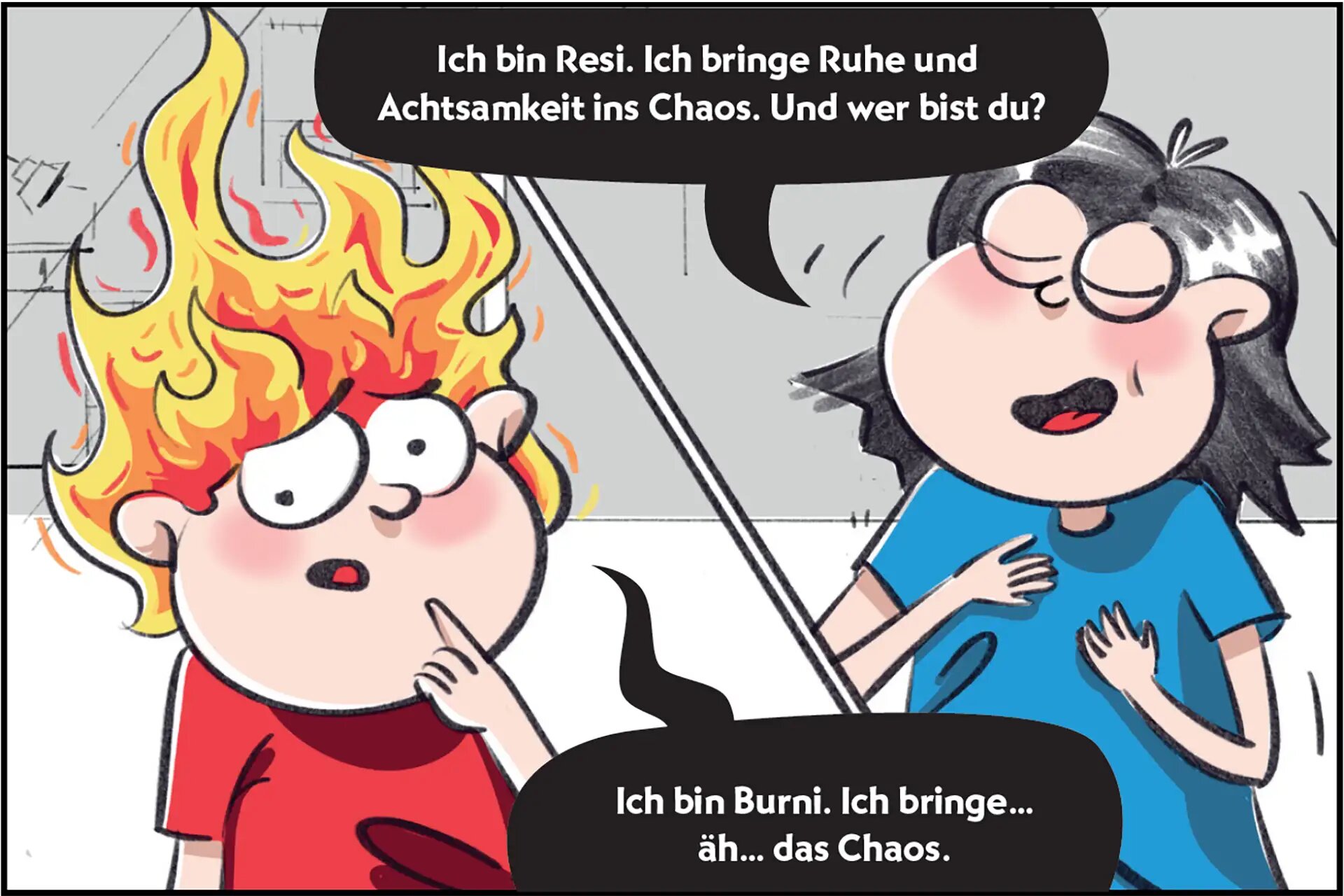 Burni und Resi lernen sich kennen.