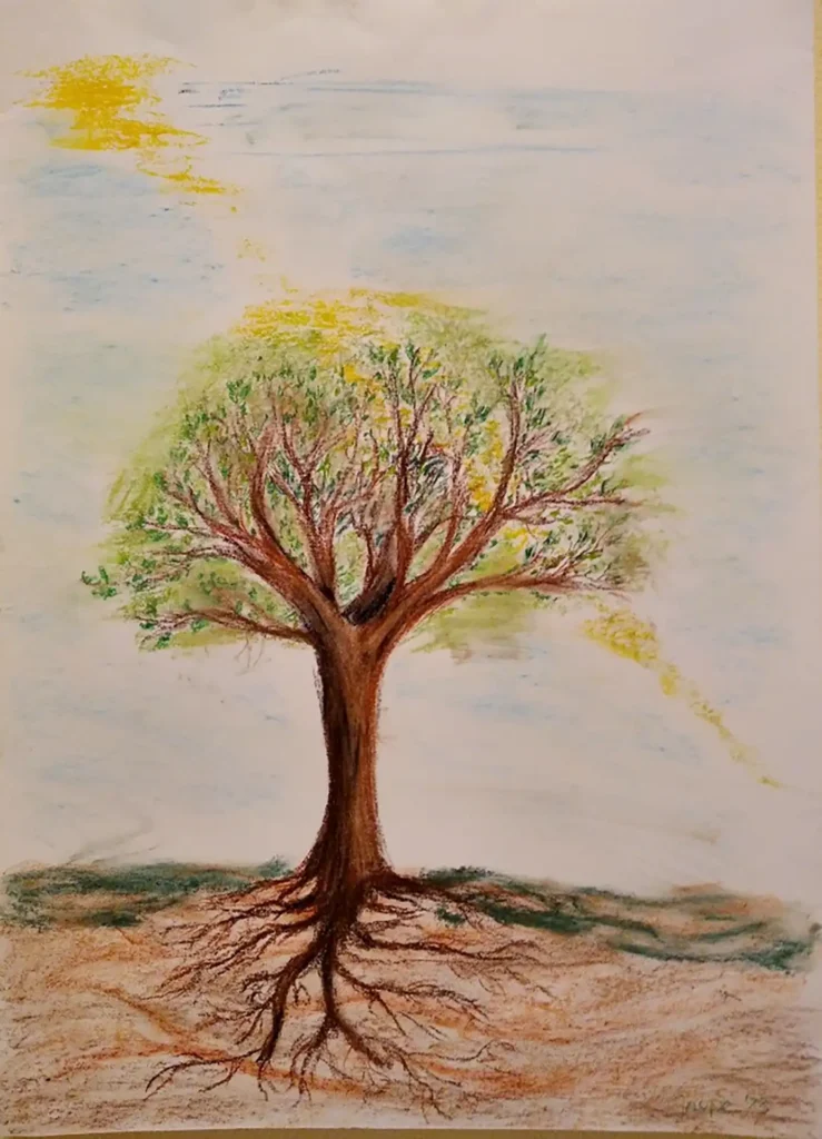 Ein gemaltes Bild von einem Baum einer ehemaligen Patientin